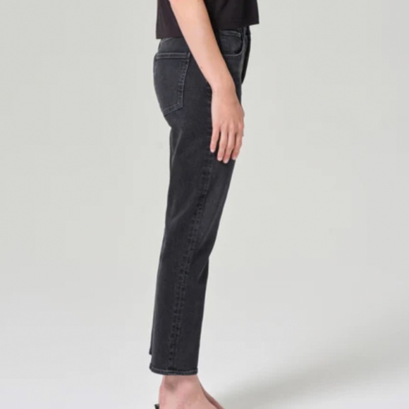AGOLDE Riley High Rise Straight Crop Jeans in Panoramic Black Wash Women’s Sz 28 - Picture 3 of 13